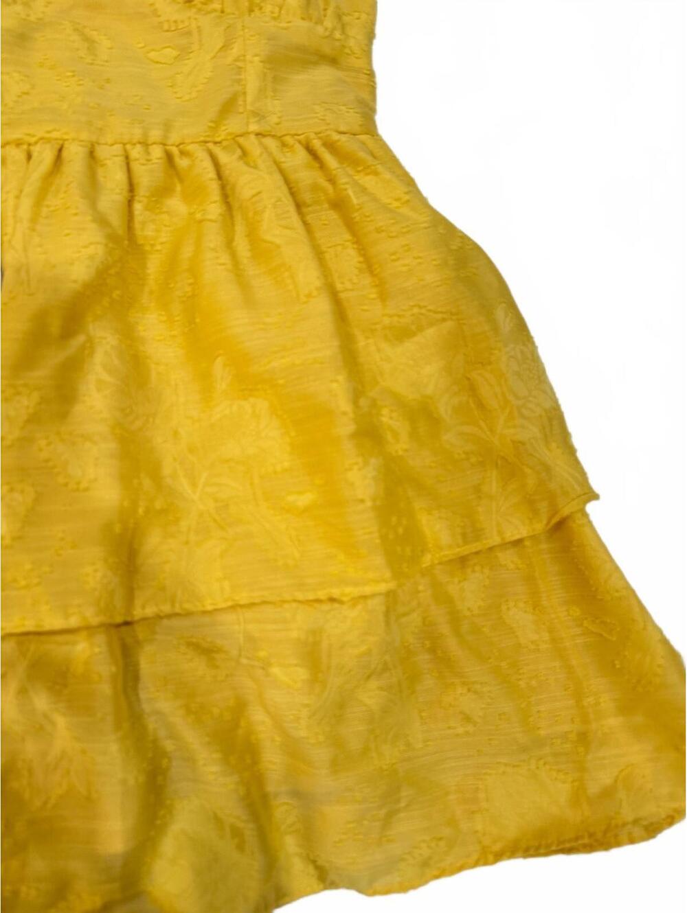 Wild Fable Yellow Floral Jacquard Tiered Mini Sundress Small - Picture 5 of 9
